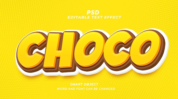 Modèle photoshop d'effet de texte modifiable Choco 3d