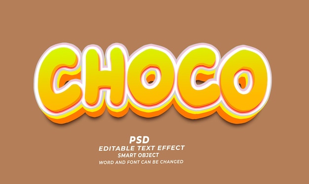Modèle photoshop d'effet de texte modifiable Choco 3d