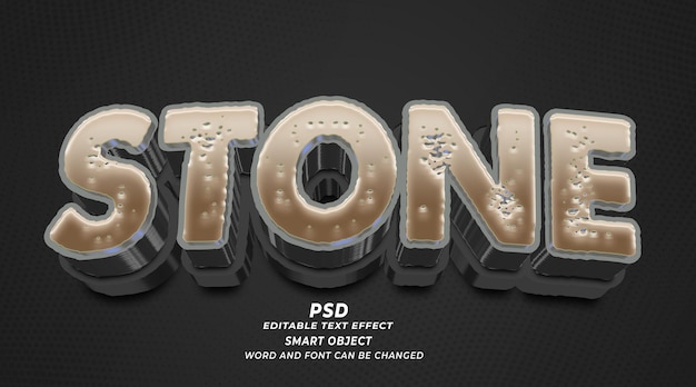 Modèle photoshop d'effet de texte modifiable en pierre 3d
