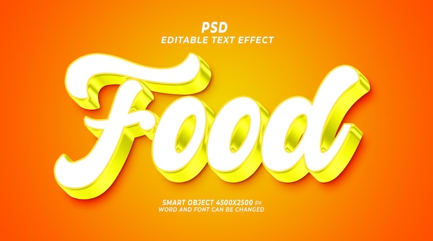 PSD modèle de photoshop d'effet de texte modifiable psd alimentaire 3d avec arrière-plan