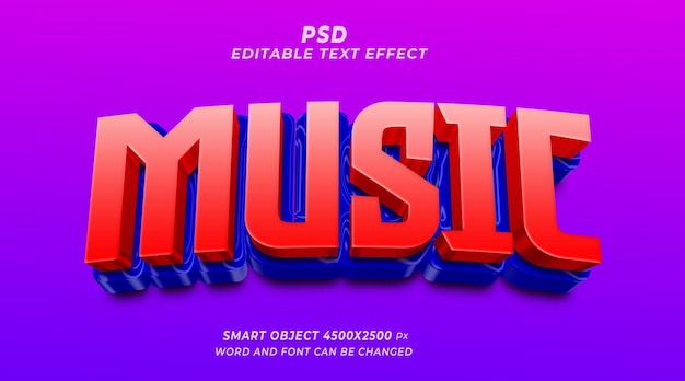 Modèle De Photoshop D'effet De Texte Modifiable Psd De Musique 3d Avec Arrière-plan