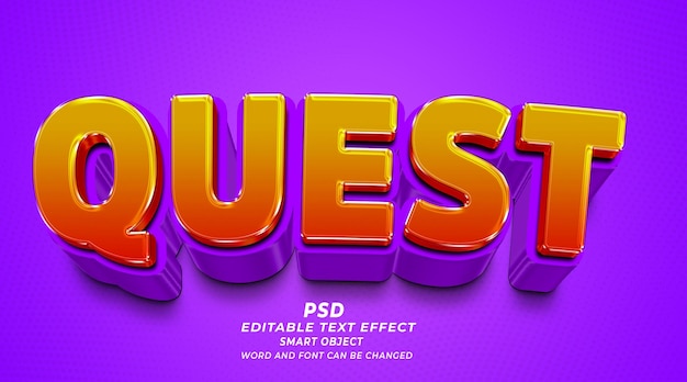 Modèle Photoshop D'effet De Texte Modifiable Quest 3d Avec Arrière-plan