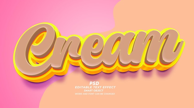 Modèle Photoshop Psd à Effet De Texte Modifiable 3d Crème