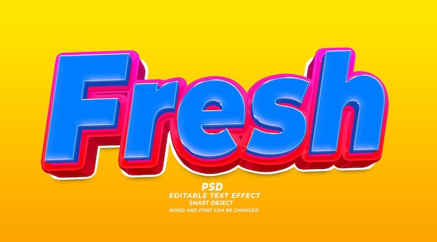 Modèle photoshop PSD à effet de texte modifiable 3d frais
