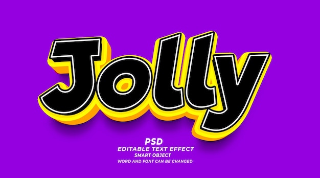 PSD modèle photoshop psd à effet de texte modifiable jolly 3d avec fond mignon