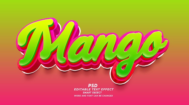 Modèle Photoshop Psd à Effet De Texte Modifiable Mango 3d