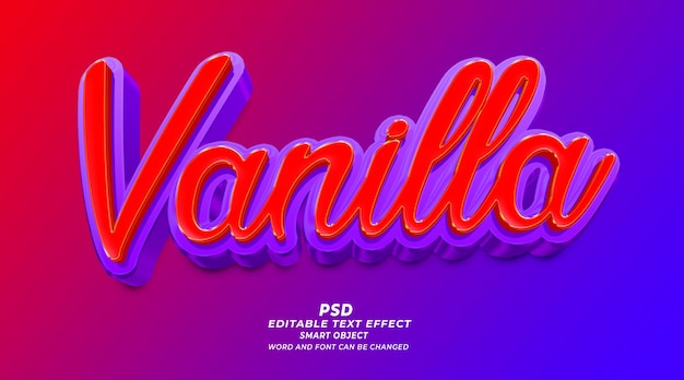 PSD modèle photoshop psd à effet de texte modifiable vanille 3d