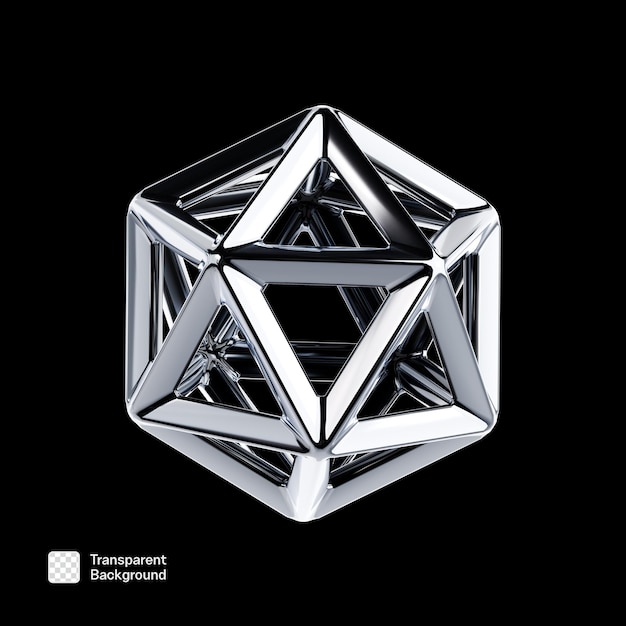 Modèle PNG de forme abstraite 3D Chrome Y2K