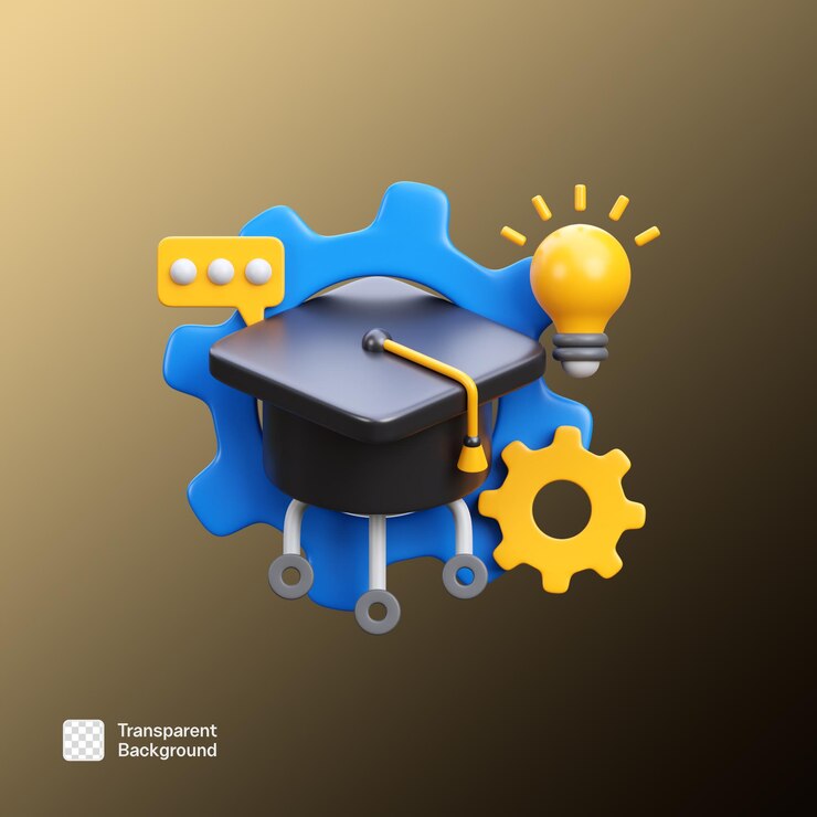 PSD modèle png de l'icône 3d de l'éducation en ligne