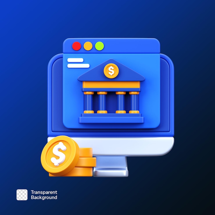 PSD modèle png d’illustration d’icône 3d fintech