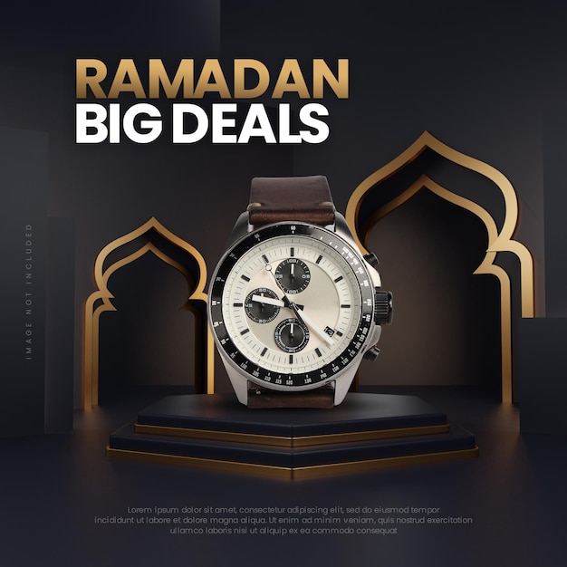 Modèle De Podium De Vente De Ramadan En Or Noir