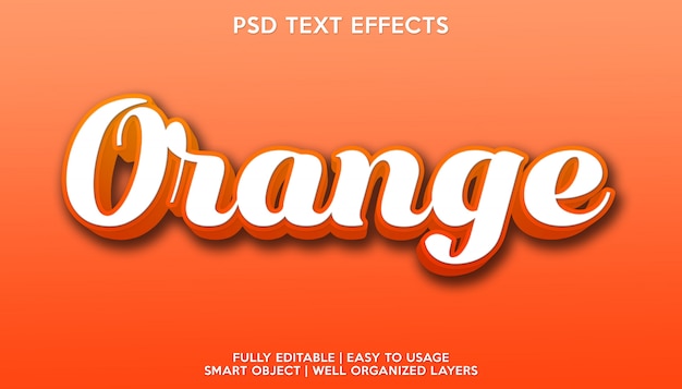 PSD modèle de police de texte avec effet de texte orange