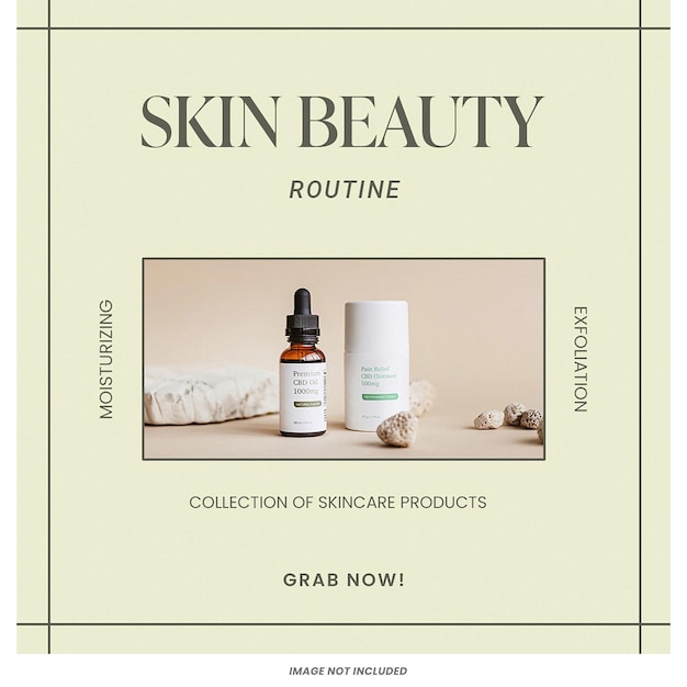 Le modèle de post d'Instagram pour les soins de la peau.