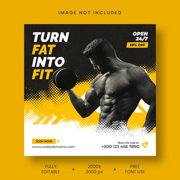 Modèle de post sur les réseaux sociaux de fitness de gymnase
