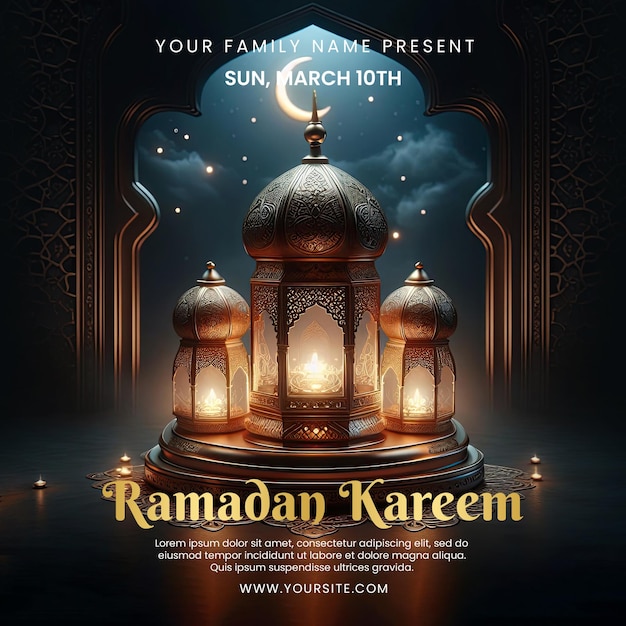 PSD le modèle de post sur les réseaux sociaux de ramadan kareem