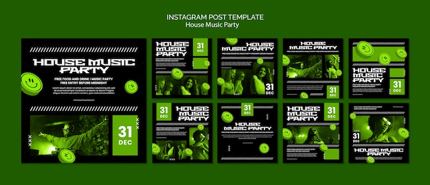Le modèle de poste d'Instagram de la fête de la musique de la maison
