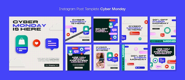 PSD le modèle de poste d'instagram pour le cyber lundi