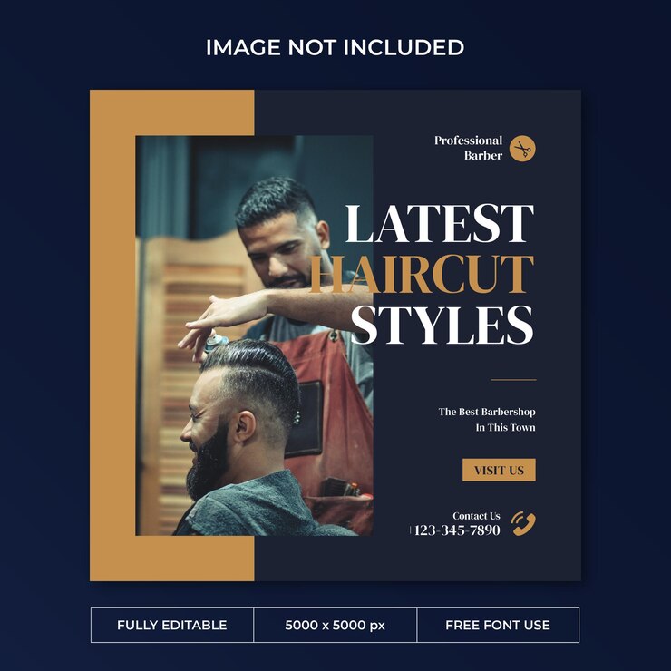 Modèle de poste sur les réseaux sociaux de Barbershop Instagram