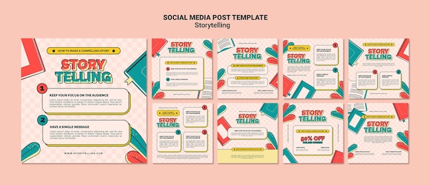 Modèle de posts Instagram de narration rétro