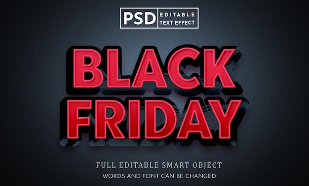 Modèle premium psd d'effet de style de texte 3d vendredi noir