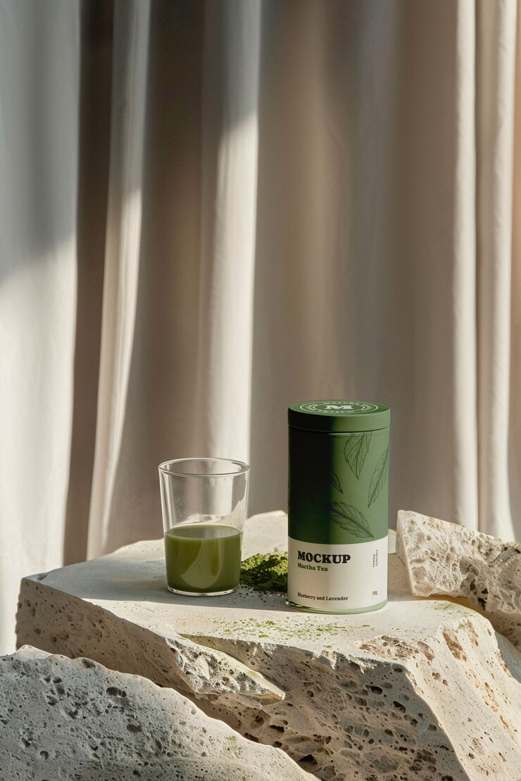 Modèle de produit de thé matcha