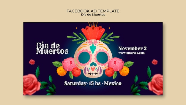 PSD modèle de promotion de médias sociaux dia de muertos