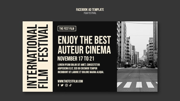 PSD modèle de promotion des médias sociaux du festival du film monochrome