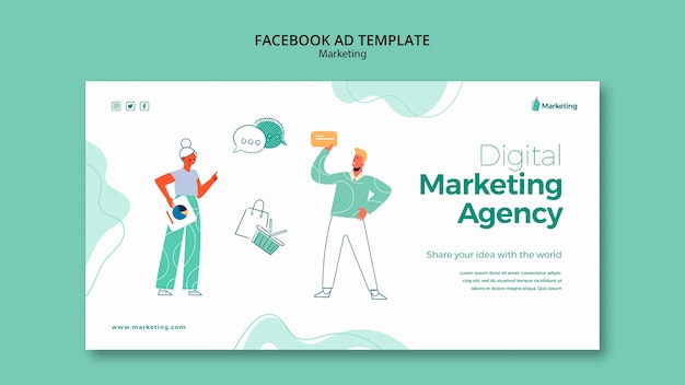 Modèle de promotion de médias sociaux d'entreprise de marketing et de publicité