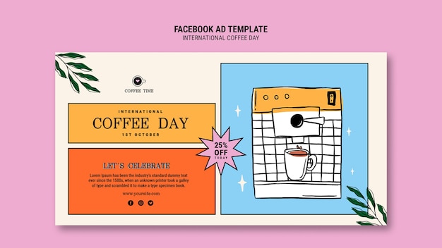 PSD modèle de promotion des médias sociaux de la journée internationale du café