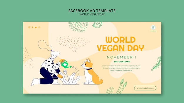 PSD modèle de promotion des médias sociaux de la journée mondiale des végétaliens