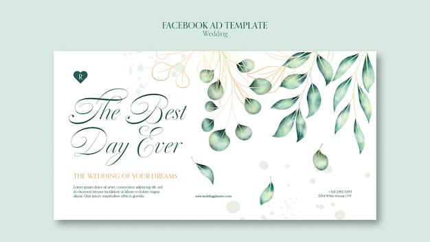 Modèle de promotion de médias sociaux de mariage aquarelle