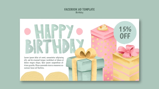 PSD modèle de promotion de médias sociaux pour la célébration d'une fête d'anniversaire