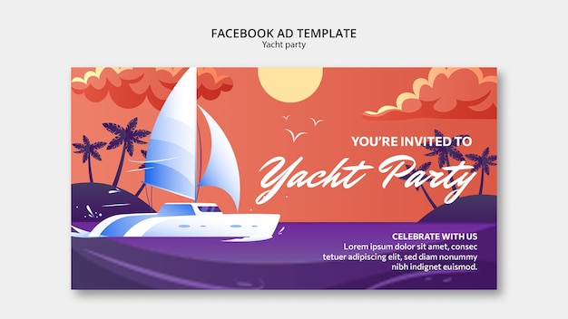 PSD modèle de promotion de médias sociaux pour la célébration d'une fête de yacht de luxe