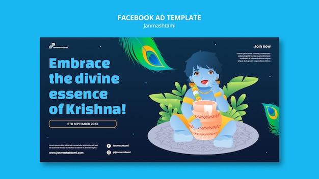 Modèle de promotion de médias sociaux pour la célébration de janmashtami