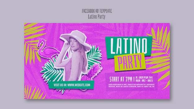 Modèle de promotion des médias sociaux pour une fête à thème latino tropical