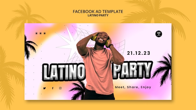 Modèle de promotion des médias sociaux pour une fête à thème latino tropical