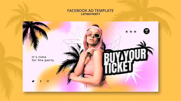 Modèle de promotion des médias sociaux pour une fête à thème latino tropical
