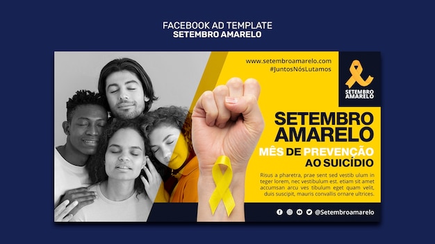 Modèle de promotion des médias sociaux pour la sensibilisation au mois brésilien de prévention du suicide