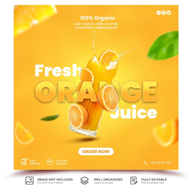 Modèle De Promotion De Menu De Jus D'orange