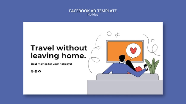 PSD modèle de promotion de vacances à domicile sur les réseaux sociaux