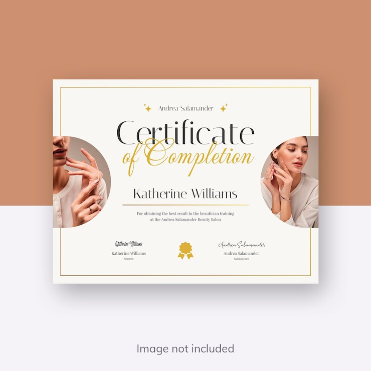 PSD modèle de prospectus de certificat d'esthéticienne pour les salons de beauté, les salons d'affaires, le bien-être et le spa