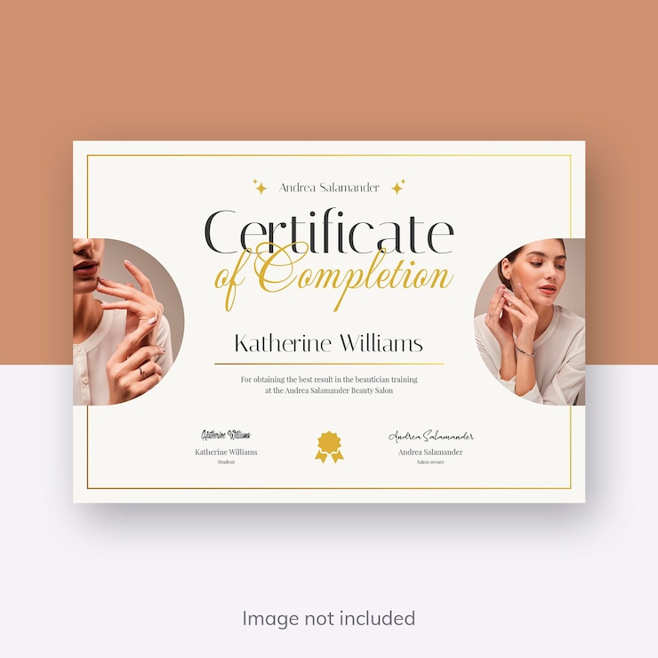 PSD modèle de prospectus de certificat d'esthéticienne pour les salons de beauté, les salons d'affaires, le bien-être et le spa