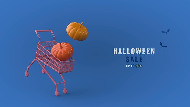 Modèle PSD de bannière de vente halloween 3D