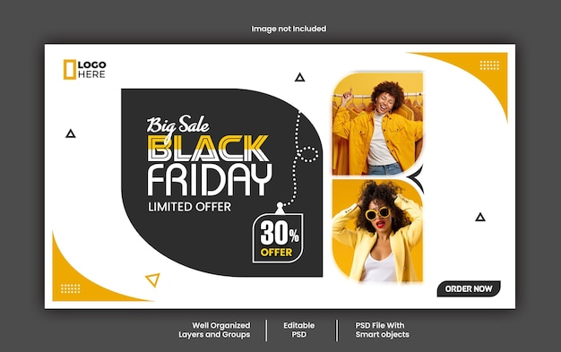 Modèle PSD de bannière Web de médias sociaux Black Friday
