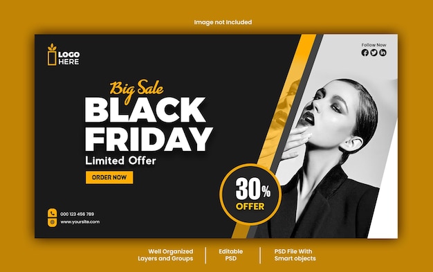 Modèle PSD de bannière Web de médias sociaux Black Friday