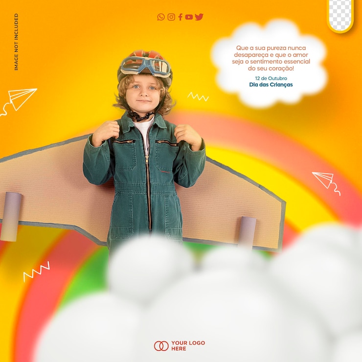 PSD modèle psd brochure marketing de la journée des enfants sur les réseaux sociaux dia das criancas au brésil