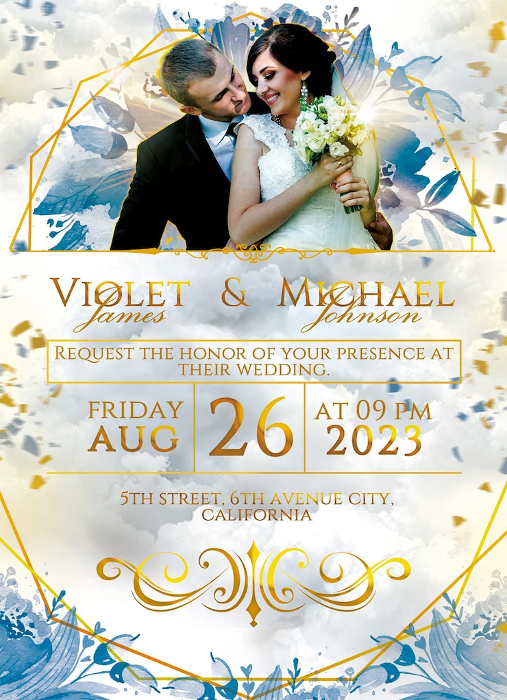 PSD modèle psd de carte d'invitation de mariage