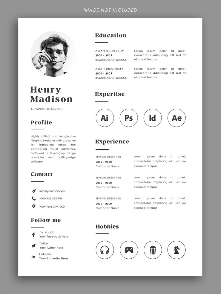 PSD modèle psd de conception de cv minime simple