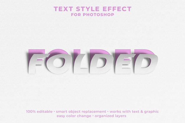Modèle psd d'effet de style de texte 3D plié