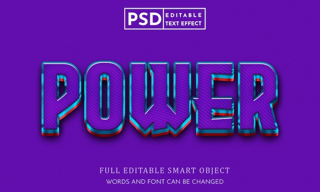 Modèle Psd D'effet De Style De Texte Power 3d